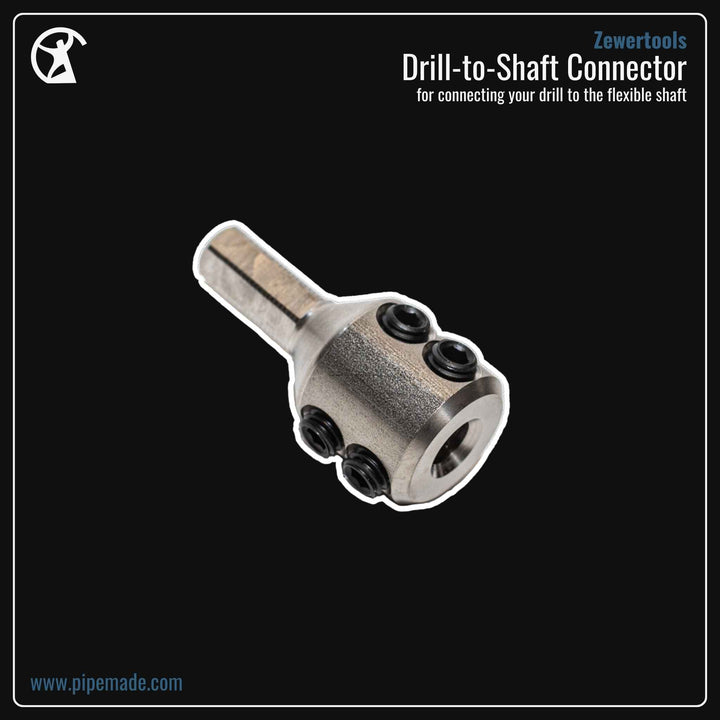 Informative Product image of Drill-to-Shaft Connector manufactured by Zewer | Drain Cleaning and Plumber Tool Store Pipemade.com