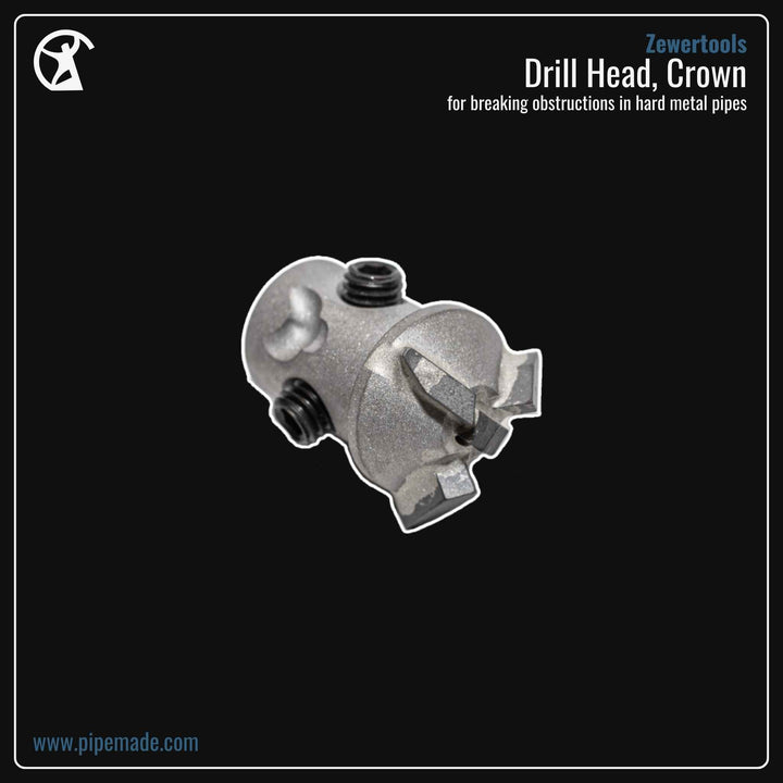 Informative Product image of Drill Head, Crown manufactured by Zewer | Drain Cleaning and Plumber Tool Store Pipemade.com