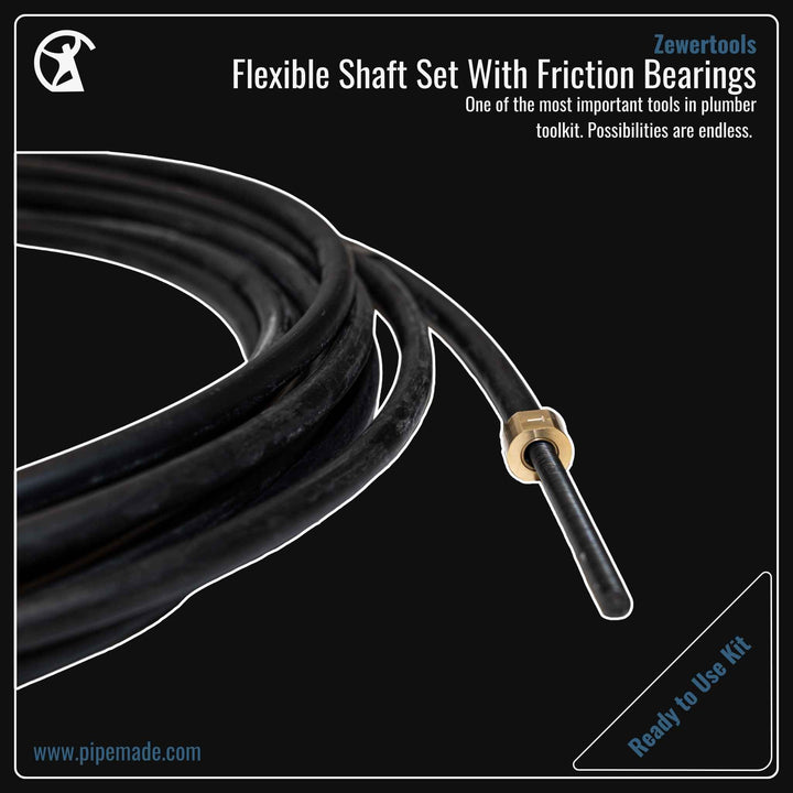 Informative Product image of Flexible Shaft Set With Friction Bearings manufactured by Zewer | Drain Cleaning and Plumber Tool Store Pipemade.com