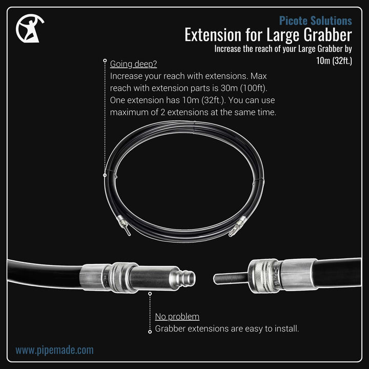 Informative Product image of Extension for Large Grabber manufactured by Picote Solutions | Drain Cleaning and Plumber Tool Store Pipemade.com