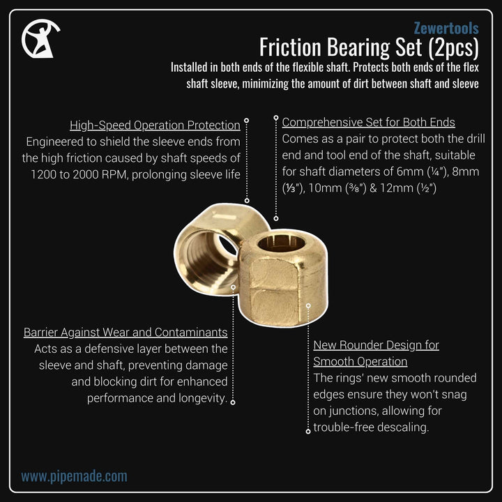 Informative Product image of Friction Bearing Set (2pcs) manufactured by Zewer | Drain Cleaning and Plumber Tool Store Pipemade.com