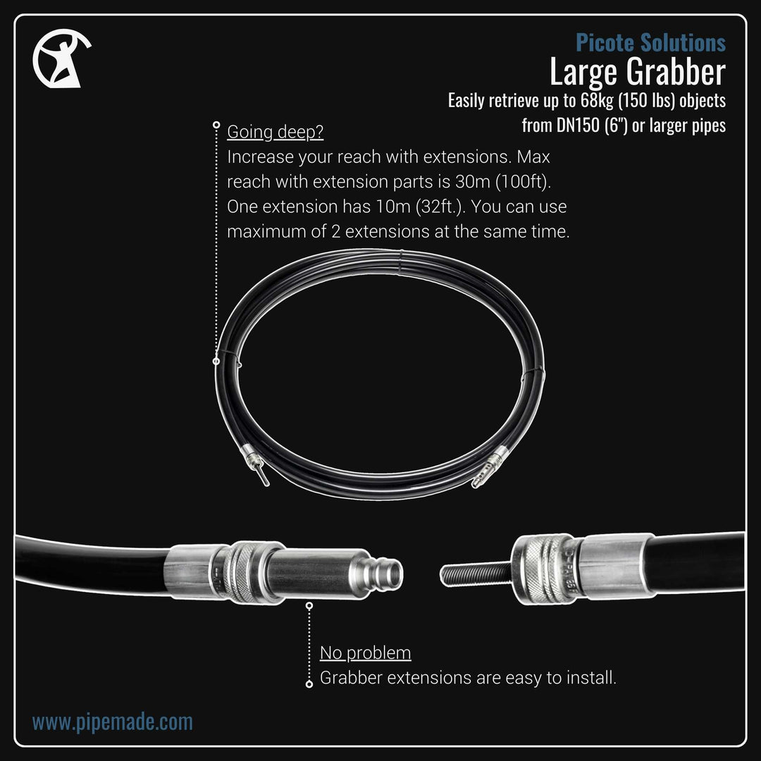 Informative Product image of Large Grabber manufactured by Picote Solutions | Drain Cleaning and Plumber Tool Store Pipemade.com