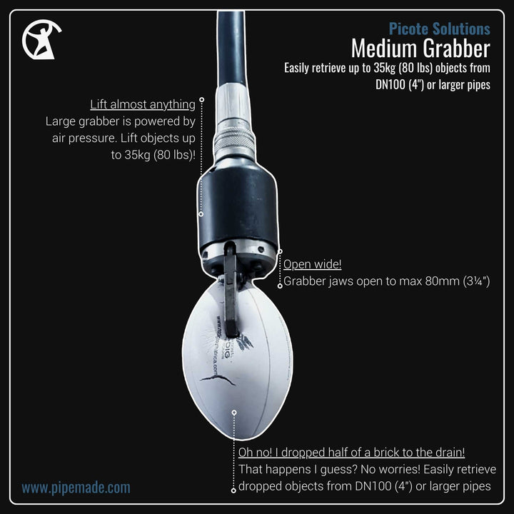 Informative Product image of Medium Grabber manufactured by Picote Solutions | Drain Cleaning and Plumber Tool Store Pipemade.com