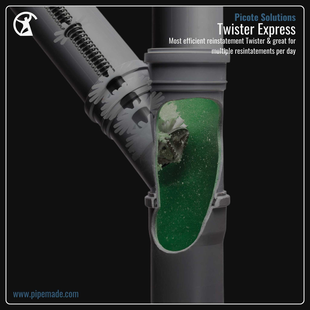 Informative Product image of Twister Express manufactured by Picote Solutions | Drain Cleaning and Plumber Tool Store Pipemade.com