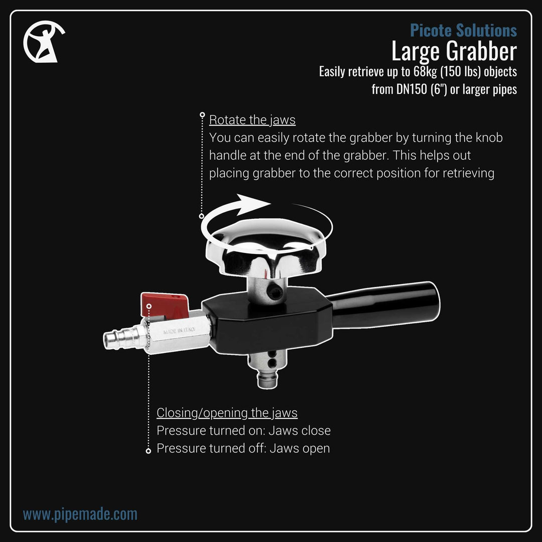 Informative Product image of Large Grabber manufactured by Picote Solutions | Drain Cleaning and Plumber Tool Store Pipemade.com