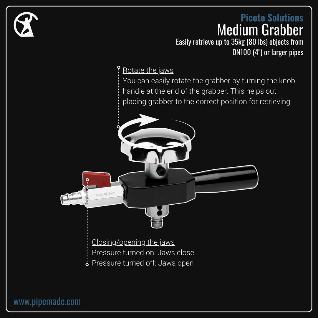 Informative Product image of Medium Grabber manufactured by Picote Solutions | Drain Cleaning and Plumber Tool Store Pipemade.com