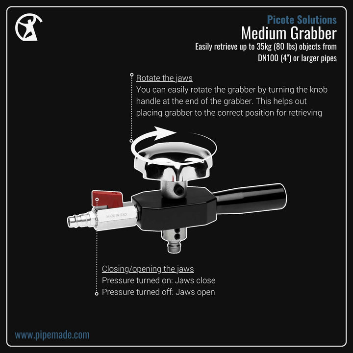 Informative Product image of Medium Grabber manufactured by Picote Solutions | Drain Cleaning and Plumber Tool Store Pipemade.com