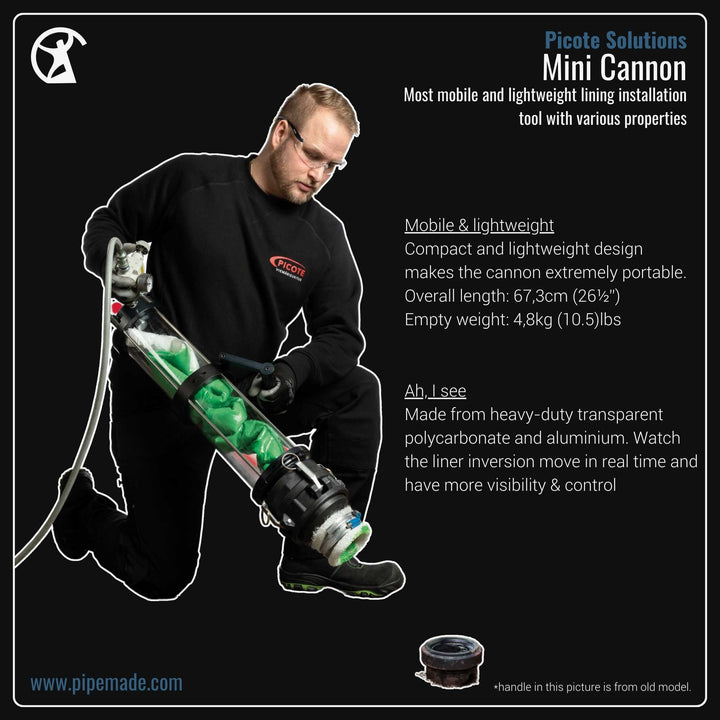 Informative Product image of Mini Cannon manufactured by Picote Solutions | Drain Cleaning and Plumber Tool Store Pipemade.com