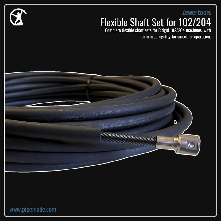 Informative Product image of Flexible Shaft Set for 102/204 manufactured by Zewer | Drain Cleaning and Plumber Tool Store Pipemade.com