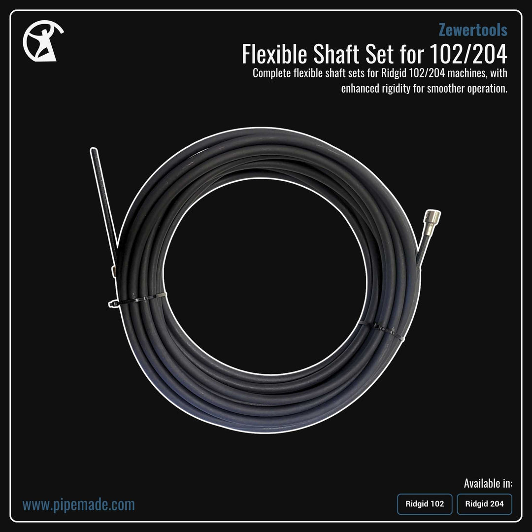 Informative Product image of Flexible Shaft Set for 102/204 manufactured by Zewer | Drain Cleaning and Plumber Tool Store Pipemade.com