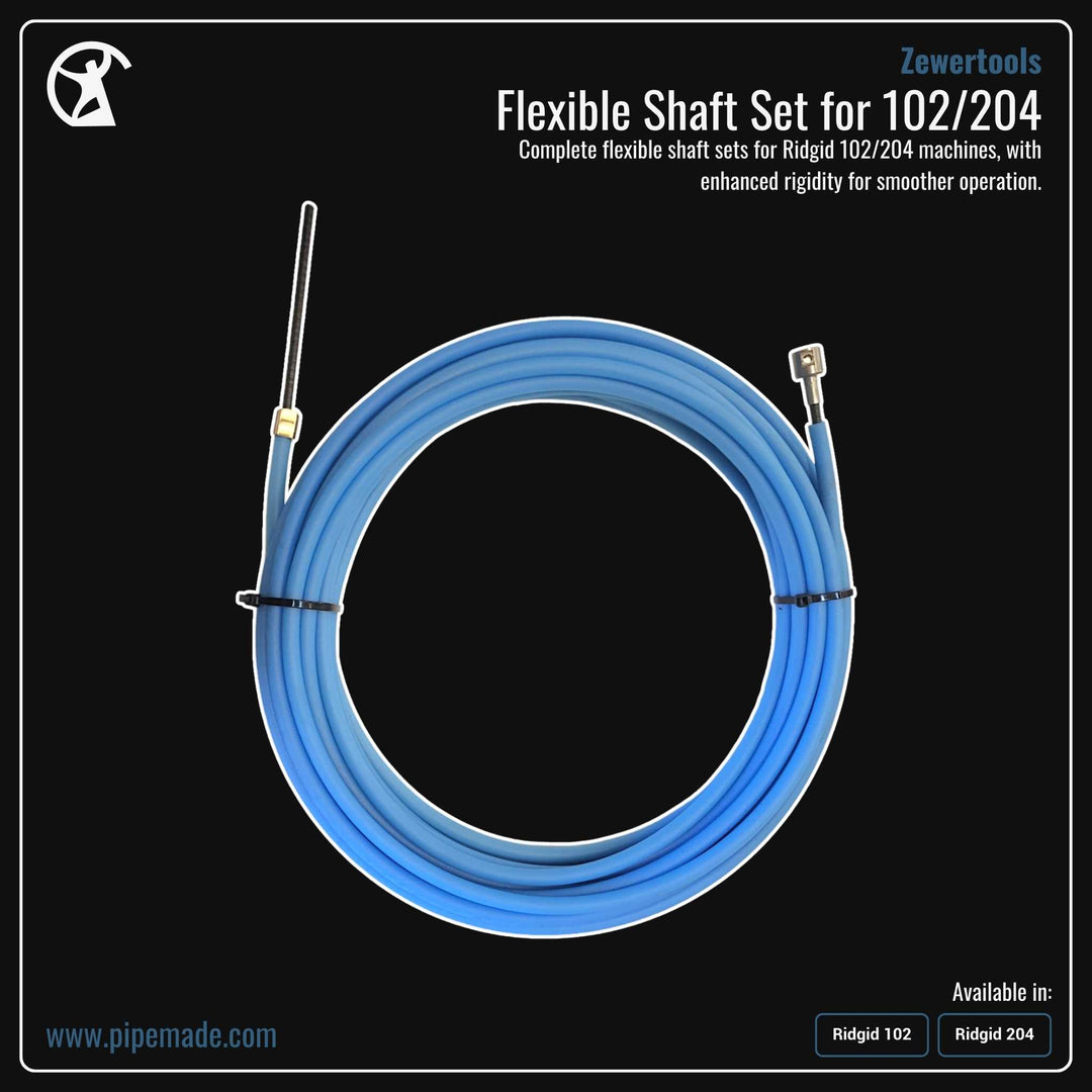 Informative Product image of Flexible Shaft Set for 102/204 manufactured by Zewer | Drain Cleaning and Plumber Tool Store Pipemade.com