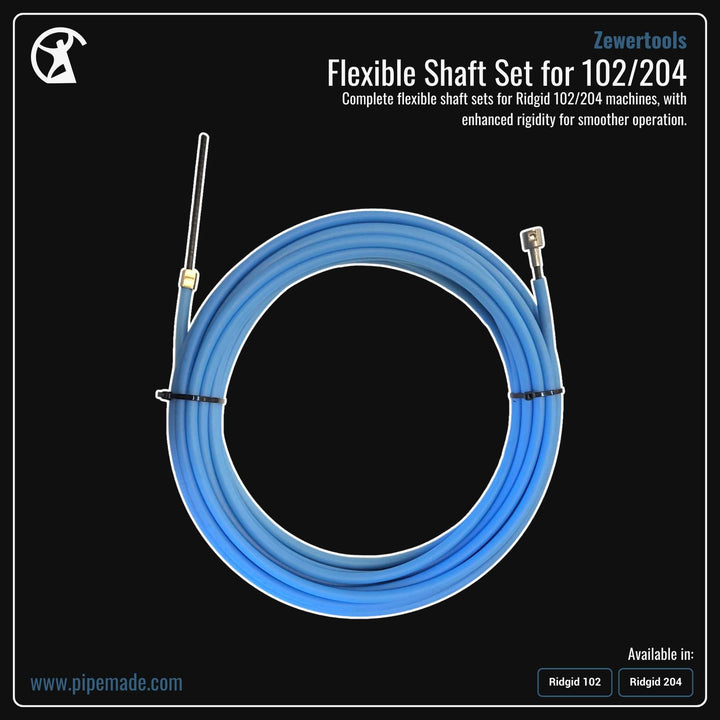 Informative Product image of Flexible Shaft Set for 102/204 manufactured by Zewer | Drain Cleaning and Plumber Tool Store Pipemade.com