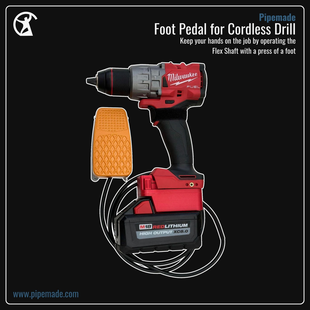 pedaling drills Foot Pedal for Cordless Drill | Hands-free Drain Cleaning – Pipemade.com