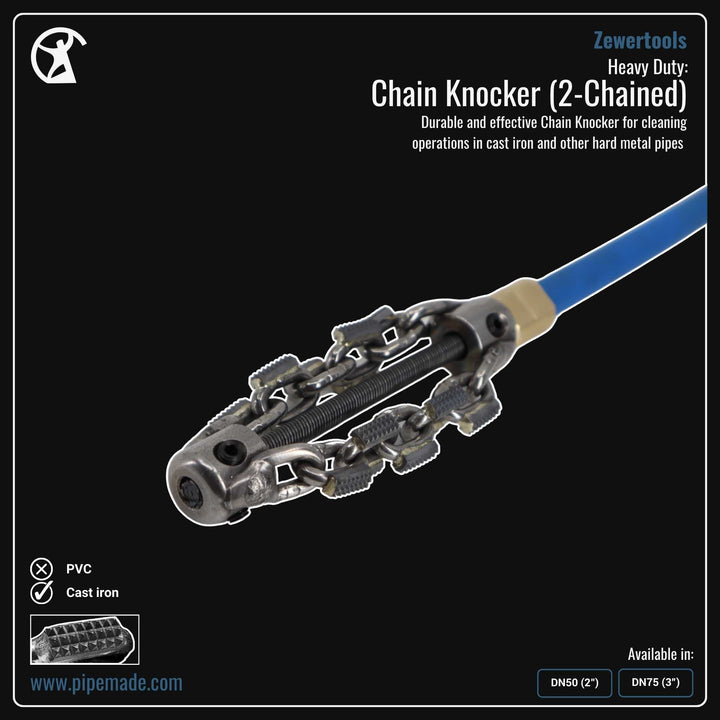 Informative Product image of Heavy Duty: Chain Knocker (2-Chained) manufactured by Zewer | Drain Cleaning and Plumber Tool Store Pipemade.com