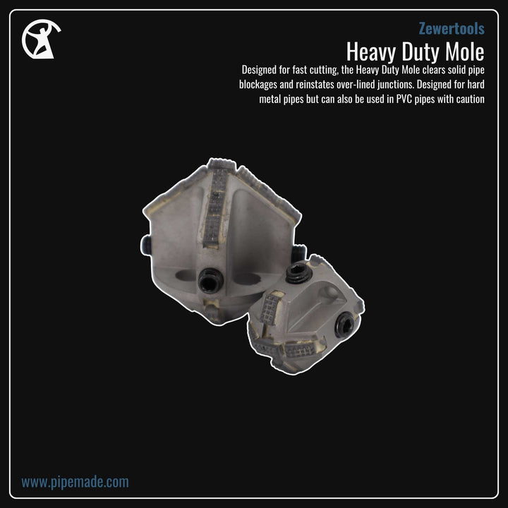 Informative Product image of Heavy Duty Mole manufactured by Zewer | Drain Cleaning and Plumber Tool Store Pipemade.com