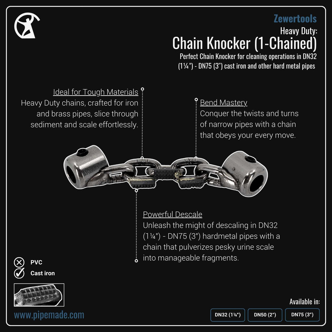 Informative Product image of Heavy Duty: Chain Knocker (1-Chained) manufactured by Zewer | Drain Cleaning and Plumber Tool Store Pipemade.com