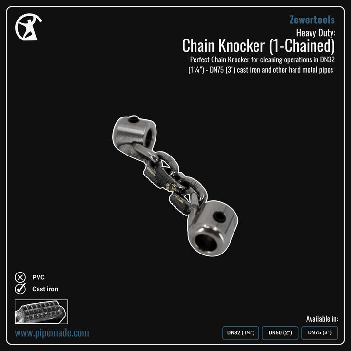 Informative Product image of Heavy Duty: Chain Knocker (1-Chained) manufactured by Zewer | Drain Cleaning and Plumber Tool Store Pipemade.com