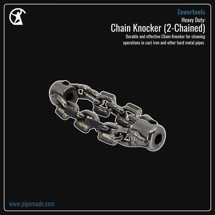 Informative Product image of Heavy Duty: Chain Knocker (2-Chained) manufactured by Zewer | Drain Cleaning and Plumber Tool Store Pipemade.com