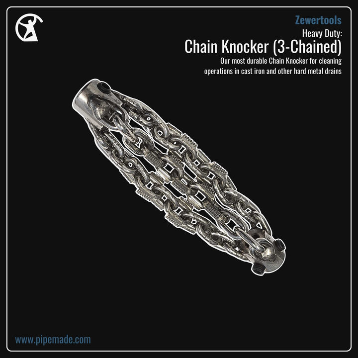 Informative Product image of Heavy Duty: Chain Knocker (3-Chained) manufactured by Zewer | Drain Cleaning and Plumber Tool Store Pipemade.com