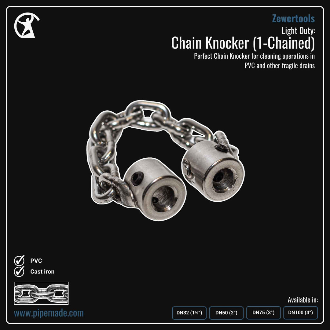 Informative Product image of Light Duty: Chain Knocker (1-Chained) manufactured by Zewer | Drain Cleaning and Plumber Tool Store Pipemade.com