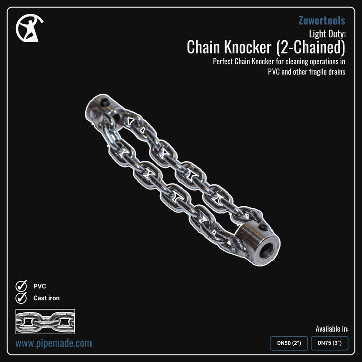 Informative Product image of Light Duty: Chain Knocker (2-Chained) manufactured by Zewer | Drain Cleaning and Plumber Tool Store Pipemade.com