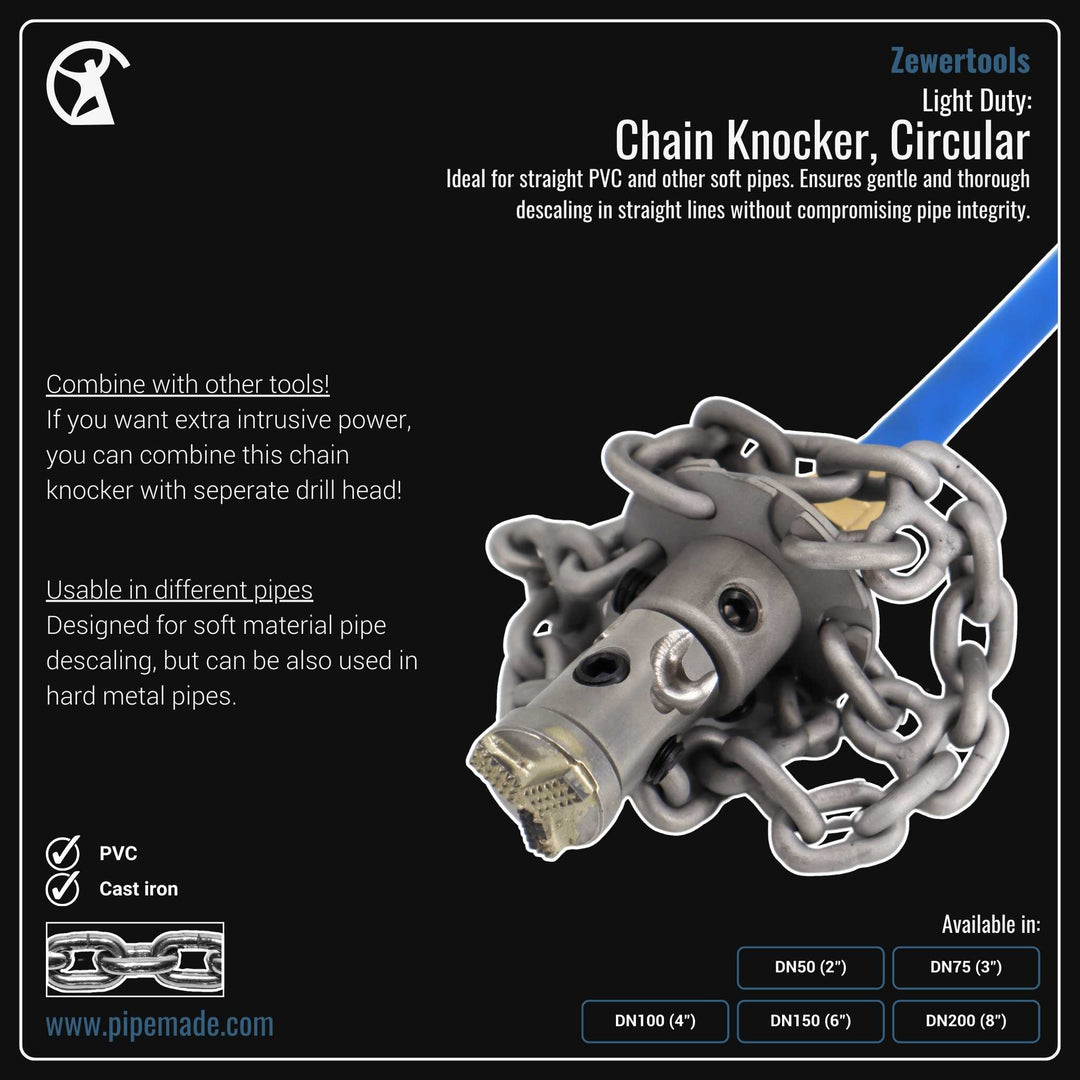 Informative Product image of Light Duty: Chain Knocker, Circular manufactured by Zewer | Drain Cleaning and Plumber Tool Store Pipemade.com