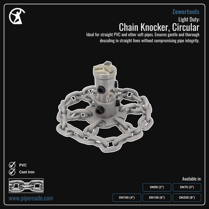 Informative Product image of Light Duty: Chain Knocker, Circular manufactured by Zewer | Drain Cleaning and Plumber Tool Store Pipemade.com