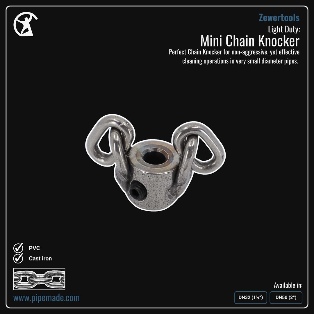 Informative Product image of Light Duty: Mini Chain Knocker manufactured by Zewer | Drain Cleaning and Plumber Tool Store Pipemade.com