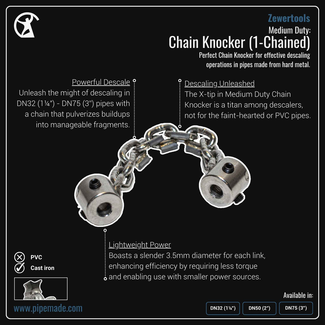 Informative Product image of Medium Duty: Chain Knocker (1-Chained) manufactured by Zewer | Drain Cleaning and Plumber Tool Store Pipemade.com