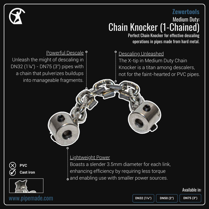 Informative Product image of Medium Duty: Chain Knocker (1-Chained) manufactured by Zewer | Drain Cleaning and Plumber Tool Store Pipemade.com