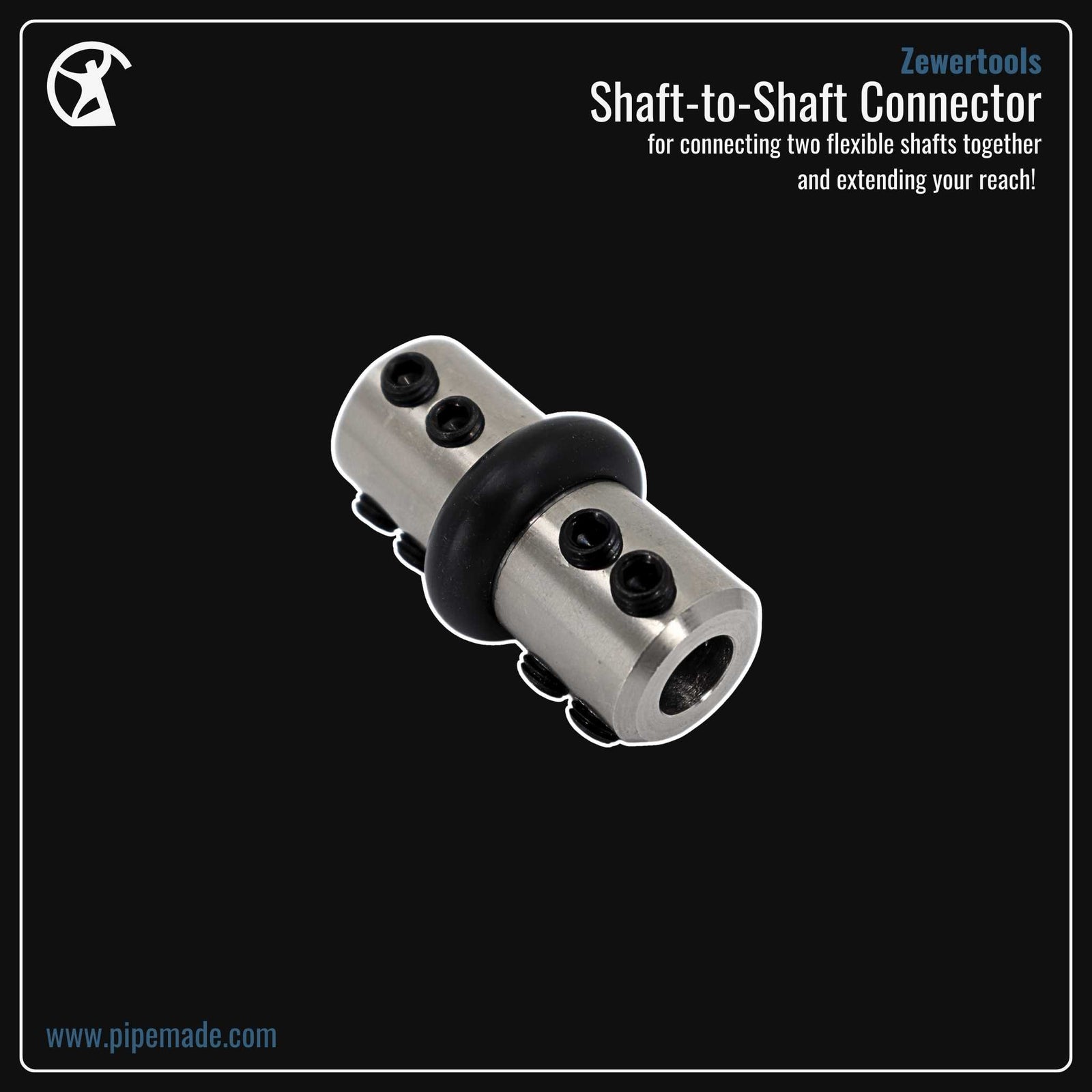 Informative Product image of Shaft-to-Shaft Connector manufactured by Zewer | Drain Cleaning and Plumber Tool Store Pipemade.com