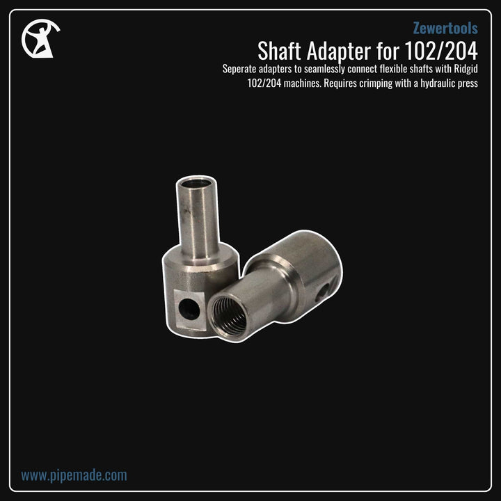 Informative Product image of Shaft Adapter for 102/204 manufactured by Zewer | Drain Cleaning and Plumber Tool Store Pipemade.com