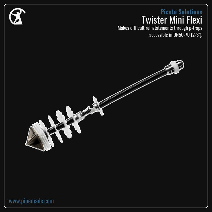 Informative Product image of Twister Mini Flexi manufactured by Picote Solutions | Drain Cleaning and Plumber Tool Store Pipemade.com