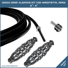 Croco Drain Cleaning Kit for Hardmetal Pipes DN50 (2″) - DN75 (3″)